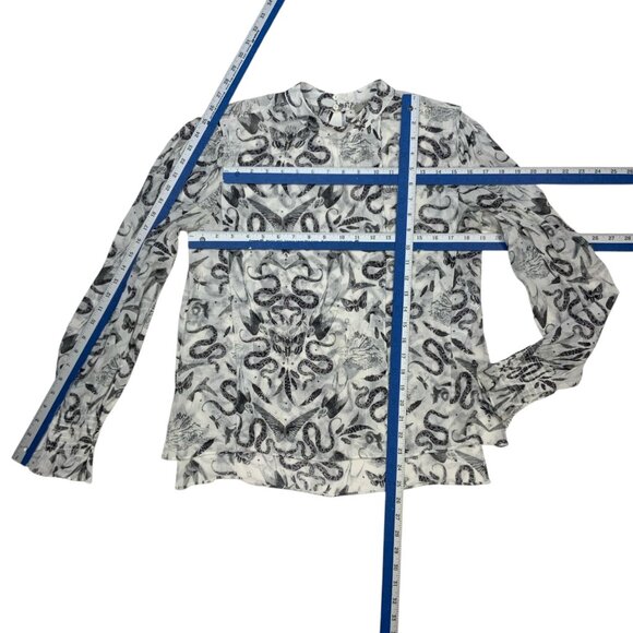 AllSaints Jasmine Somnium Top Blouse 4 Sheer Snake Design - Picture 5 of 12